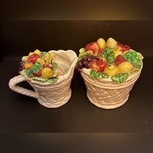 Vintage 1960s Lefton Tutti Frutti Creamer And Sugar Bowl